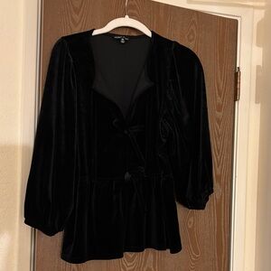 Elegant Black Velvet Women's Blouse